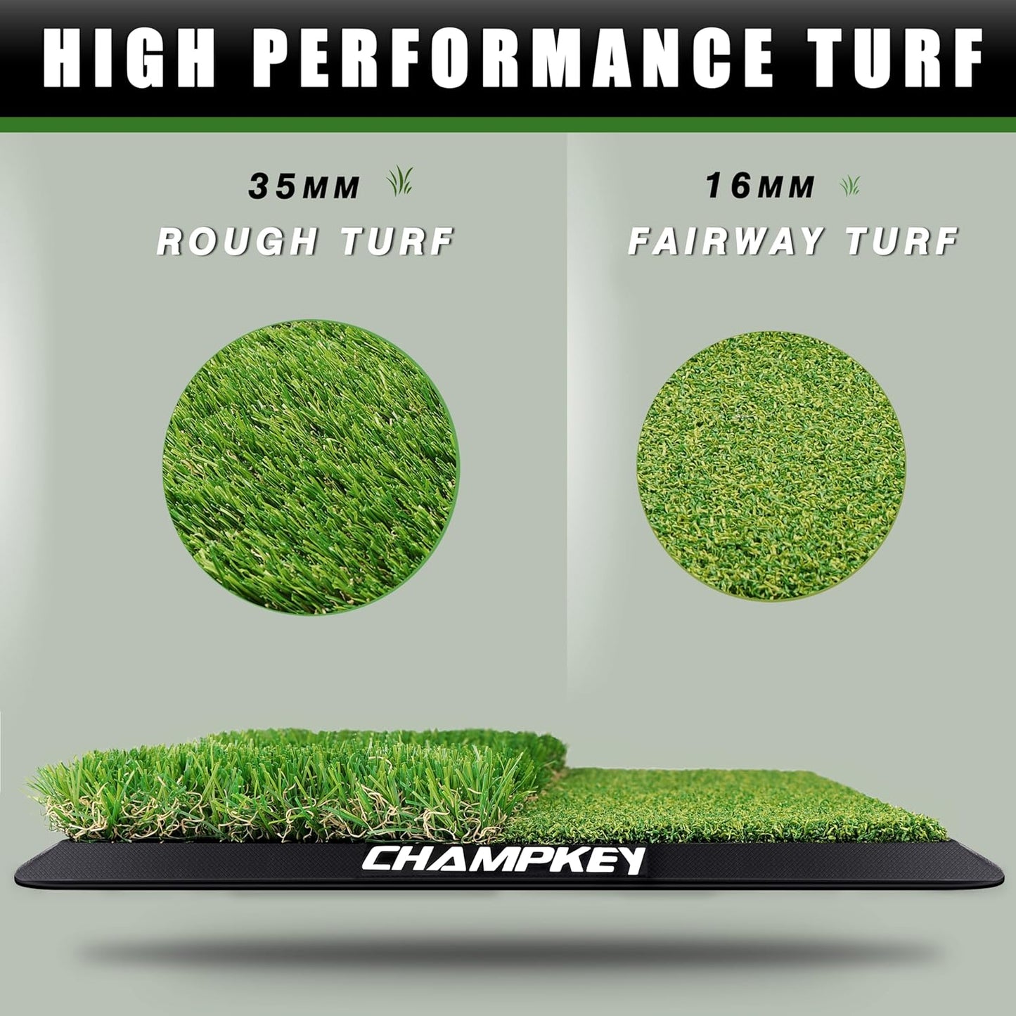 Dual-Turf Golf Hitting Mat | Come with 9 Golf Tees & 1 Rubber Tee | Heavy Duty Rubber Backing Golf Practice Mat Ideal for Indoor & Outdoor Training