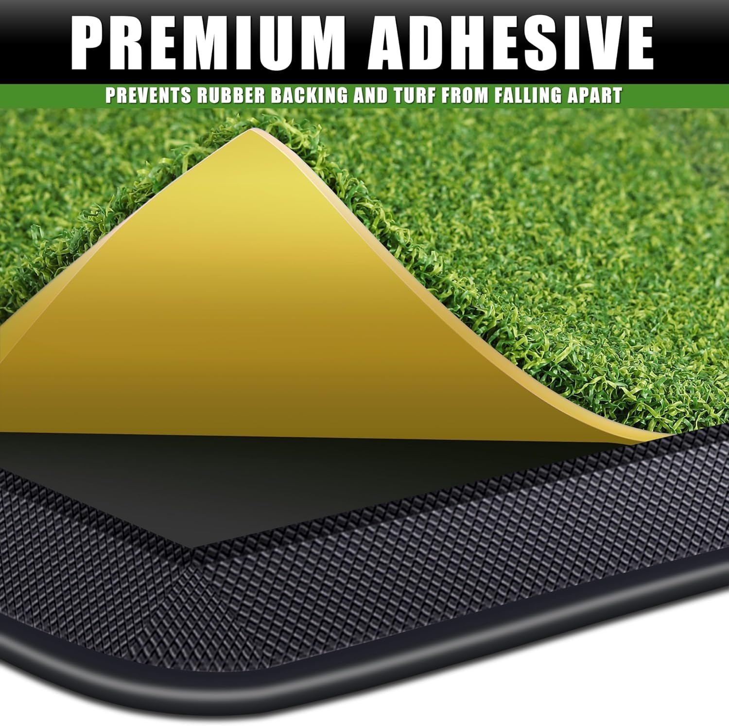 Dual-Turf Golf Hitting Mat | Come with 9 Golf Tees & 1 Rubber Tee | Heavy Duty Rubber Backing Golf Practice Mat Ideal for Indoor & Outdoor Training